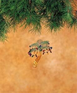 C&F Home Palm Tree with Christmas Lights Beach Coastal Ornament, Green