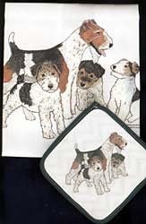 Wire Fox Terrier Dish Towel & Potholder Set