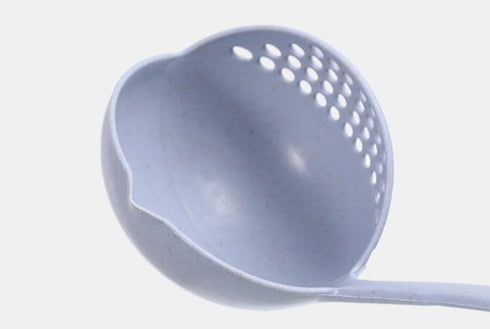 2 In 1 Kitchen Ladle Soup Pan Spoon with Filter Strainer, Blue