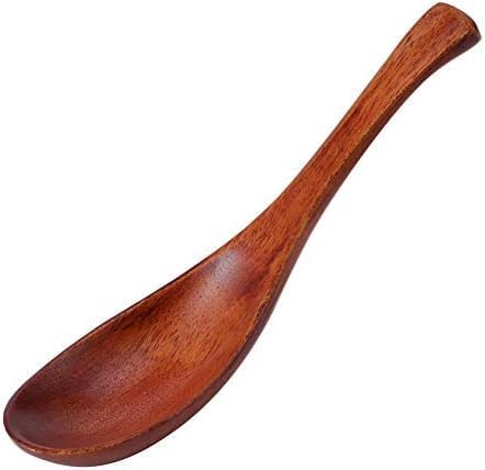 AKOAK Wooden Soup Spoon, Short Handle Kitchen Spoon for Home Cooking and Serving Ice Dessert