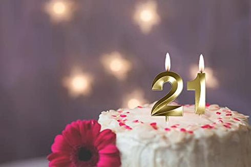 21st Birthday Candles Gold Number 21 & 12 Cake Topper for Birthday Decorations
