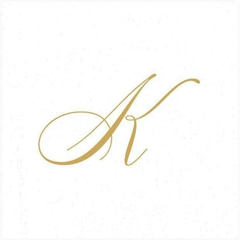 Entertaining with Caspari Pack of 30 White Pearl Paper Linen Cocktail Napkins, Monogram Initial K