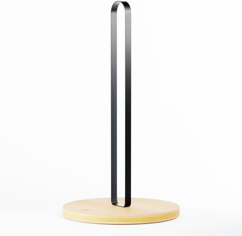 Bambuesi Wooden Paper Towel Holder, Minimalistic Stand with Non-Slip Base for Kitchen Countertop and Home Office