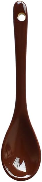 6 pcs Porcelain Egg Spoons, 4.7 inch Ceramic Spoons for Coffee, Dessert, and Yogurt (Milky Brown)