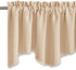 NICETOWN Room Darkening Window Valance, Solid Thermal Insulated 52"x18" Scalloped Curtain Panels (Biscotti Beige, 4