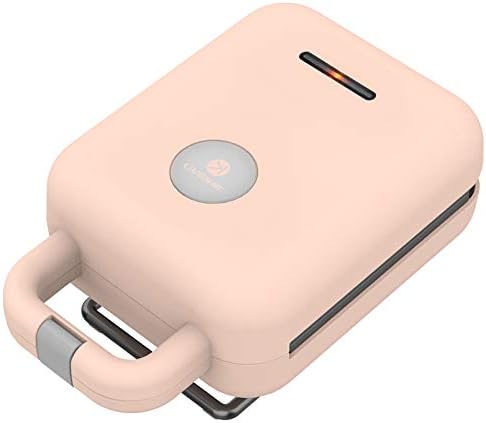 LIVEN Mini Waffle Maker with 3 Shapes Removable Plates, Electric Non-Stick Breakfast Machine, Pink
