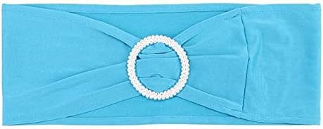 Tvoip 10-Pack Lake Blue Stretch Chair Covers with Sashes