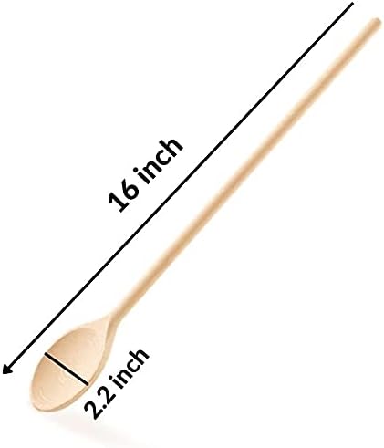 Mr.Woodware 16 Inch Wooden Spoons for Cooking, Set of 3 Long Handle Oval Utensils for Mixing and Stirring