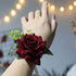 Arlai Wedding Prom Corsage and Boutonniere Set, Artificial Flower Rose Wrist Corsage with Ribbon Bracelet