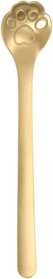 Golden Cat Paw Coffee Spoons - Cute Cat Paw/Dog Paw Stainless Steel Teaspoon for Dessert, Stirring Spoon