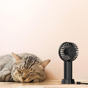 EasyAcc Mini Portable Handheld Fan, 3 Speed USB C Rechargeable Battery Operated Cooling Fan for Travel (Black)