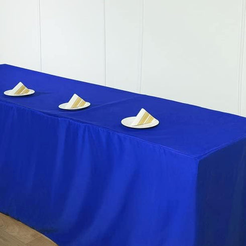 BEEKAY 1 6 3 72" Inch 30" Inch Pc Feet Royal Blue Fitted Open Back Rectangular Sided Table Cloth X Polyester Washable