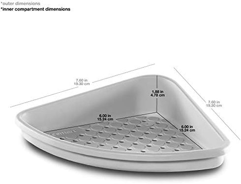 madesmart Bathtub Corner Shelf, Storage for Soaps, Shampoo Bottles & Bath Accessories, Strong Suction Cup, Drainage