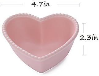 Ceramic Heart-Shaped Pudding Bowl Baked Soufflé Bowl Dessert Bowl Oven Bowl Creme Brulee Ramekin Souffle Ramekin(pink/white) by CHOOLD