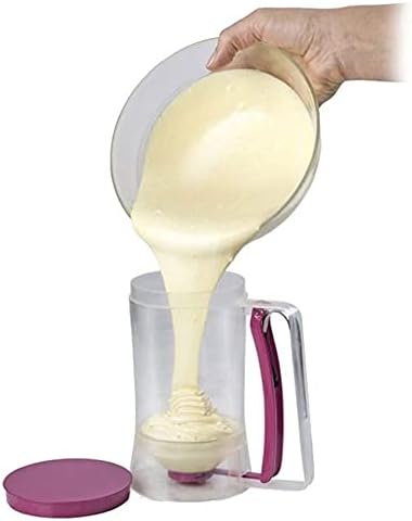 Cupcake Pancake Cookies Cream Dispenser - Cake Mix Jug Baking Essentials Maker, Funnel Measuring Cup (Purple)