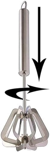 Power Free Hand Press Stainless Steel Egg Beater/Lassi/Butter Milk Maker/Mixer Hand Blender/Rawai, Frother, Stirring Hand Press Blender Pack of 1
