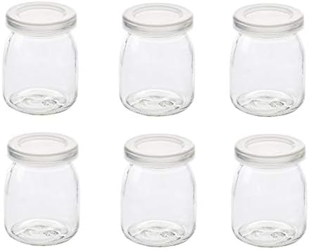 Dailydanny 6 (7 oz (200ml)) Pcs Yogurt Pudding Jars Bottles With Plastic Lids Ideal for Jam, Honey, Wedding Favors