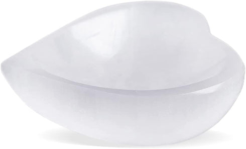 Selenite Crystal Heart Shaped Bowl 10cm, Crystals Smudging Bowl for Reiki Healing, Anxiety Relief, Home Decor Gift