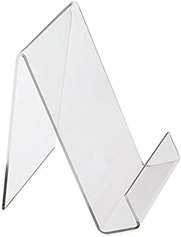 Book Easel 8.5 by 11 Slant Back with Lip Paper Stand, Clear Tablet Holder, Thick Acrylic Stand Open Ended Portrait Sized Literature Display for Home, Office, Business, School (1)