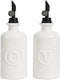 Mlle Label Oil and Vinegar Dispenser Set 2 White Ceramic 500 ml Bottles with