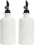 Mlle Label Oil and Vinegar Dispenser Set 2 White Ceramic 500 ml Bottles with