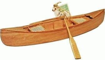 Wooden Canoe Decorative Hand-Crafted Wooden Canoe with Caneseat, Miniature Replica 11-inch