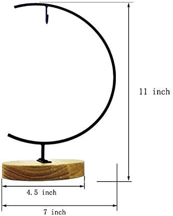 Archi G-Shaped Ornament Display Stand, Iron Pothook Stand for Hanging Glass Terrarium/Picture with Wood Base