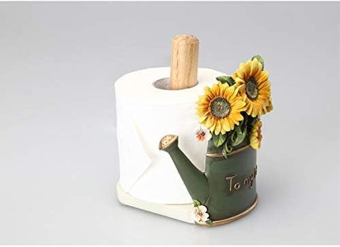 MASSJOY Paper Towel Holder with Sunflower Flower Decor, Resin Crafts Display for Kitchen Cafe Western Restaurant Cake