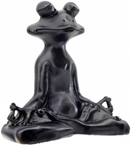 Bellaa 23101 Frog Statue - Meditation Lotus Pose Yoga Zen Buddha Outdoor Garden Decor, 6 Inch
