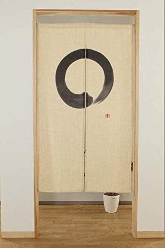 Narumi Japanese Enso Noren Doorway Curtain Tapestry, Hemp Blend Twill Fabric 33.5"x59.1" from Japan