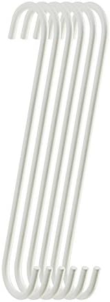 6-Pack 8-Inch White Metal Hanging S Hooks - Heavy-Duty S Shaped Hooks for Kitchenware, Plants, Towels, and More