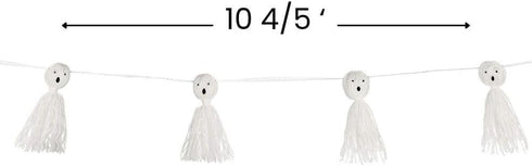 Yarn Ghosts with Googly Eyes Tassel Garland, 5" x 10.5" Halloween Decor for Parties & Homes (1 Count)