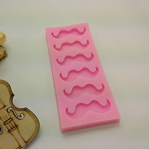 Cute 6 Cavities Funny DIY 3D Mustache Beard Silicone Mold for Fondant, Chocolate, Candy, Cake Decor