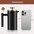 Miuly Black Coffee Press, Stainless Steel French Press Coffee Maker, 350ml/12oz with 2 Filter Mesh, Black