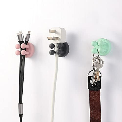 Silicone Toothbrush Holders - 6Pcs Razor Hooks, Adhesive Wall Mounted for Hanging Towel Key Plug Cable, Pink