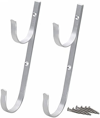 WWD POOL Aluminum Pole Hanger Set, Blue, 1-Pack (2 Hooks) for Telescoping Poles, Leaf Rakes, Skimmers, and Brushes