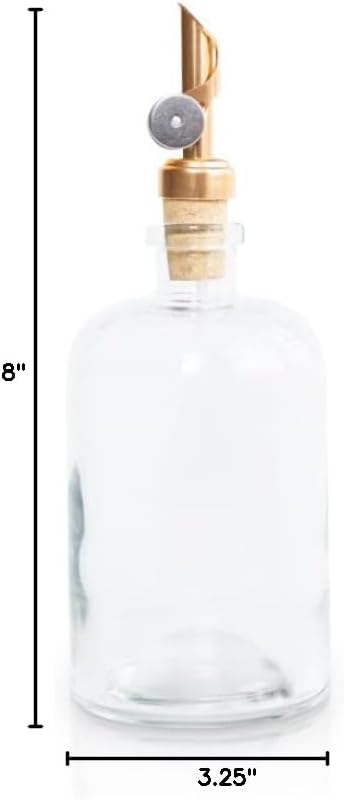 Rail19 13oz Clear Glass Mouthwash Dispenser with Metal Pour Spout | Cooking Oil and Vinegar Dispenser - Perfect for the