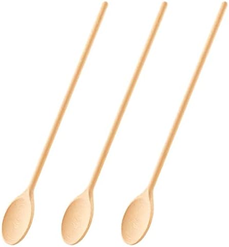 Mr.Woodware 16 Inch Wooden Spoons for Cooking, Set of 3 Long Handle Oval Utensils for Mixing and Stirring