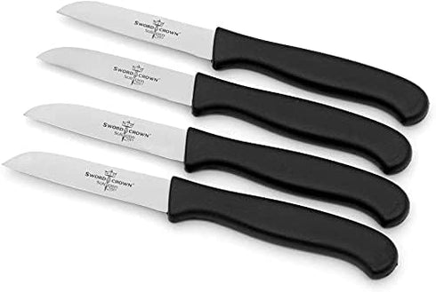 Sword & Crown Professional Paring Knife Set of 4, Easy to Grip, Super Sharp, Rust Free, Dishwasher Safe