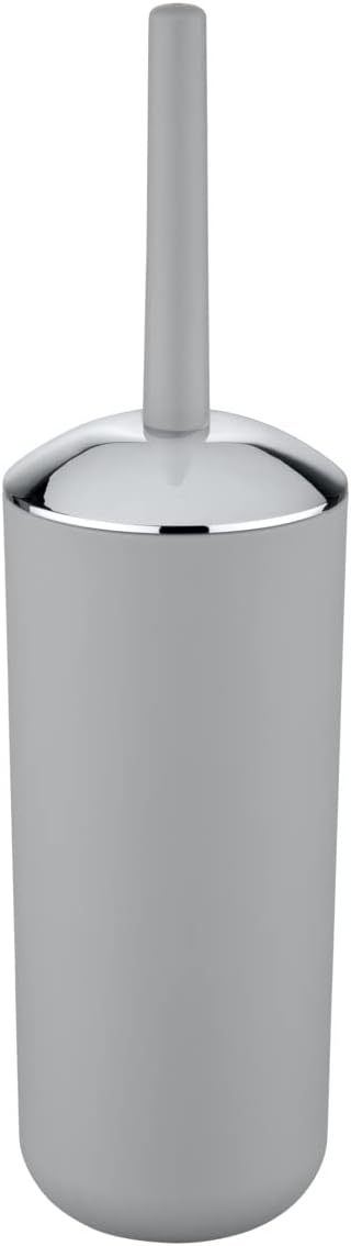 Brasil Toilet Brush with Holder - Plastic Toilet Bowl Cleaner Brush, Grey, Dimensions 3.9 x 3.9 x 14.6 in