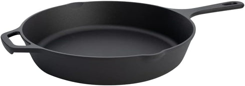Restaurantware Met Lux 11.75 Inch Cast Iron Skillet, Pre-Seasoned Fry Pan for Indoor/Outdoor Cooking