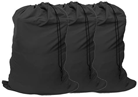 Extra Large Laundry Bag 3 Pack - Black Travel Laundry Bags with Drawstring Closure, 30"x40"