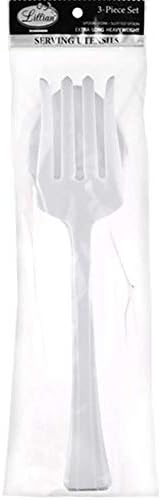 Lillian Tablesettings 3 in 1 Pack of 3 Plastic Serving Utensils, 2.5 x 2.5 x 11.5 inches, Pearl White (65909)