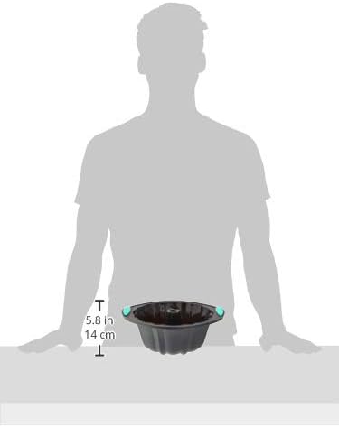 Trudeau Structure Silicone Fluted Cake Pan, Grey & Mint, 8.5 Cups