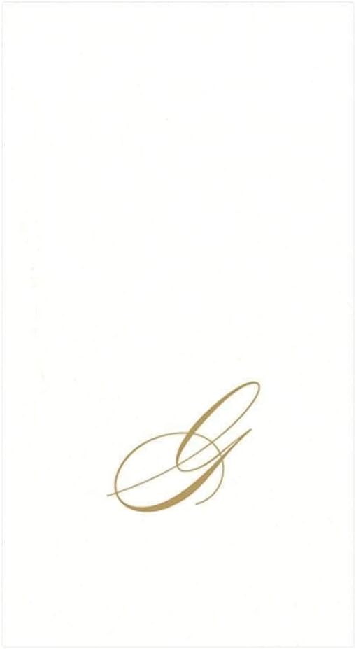 Caspari White Pearl Paper Linen Guest Towels, Monogram Initial G, Pack of