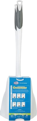 6.75 7 19.5 Clorox Toilet Plunger and Bowl Brush Combo with Caddy, x x in, White/Gray