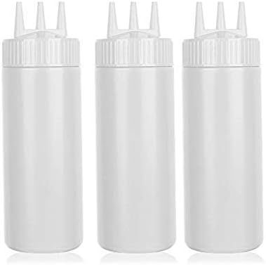 beyonday 3pcs Seasoning Squeeze Bottles, 3 Hole Ketchup Mustard Dressing Squeeze Squirt