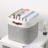 Temary 13 Inch Fabric Storage Cubes Baskets, Large Baskets with PU Leather Handle for Toys, Books, Blankets