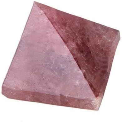 AUNMAS 3cm Quartz Pyramid, Small Strawberry Crystal Love Addition Reiki Stone Energy Tower for Home Office Decoration