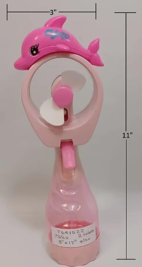 Dolphin Misting Spray Bottle Fan, Kids Personal Cooling Mist Handheld Humidifier, Set of 2
